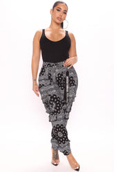 Roadtripper Printed Denim Joggers - Black Ins Street